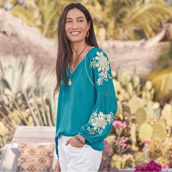 Sundance Naomi Isles Embroidered Boho Blouse Top XXL - Picture 2 of 12